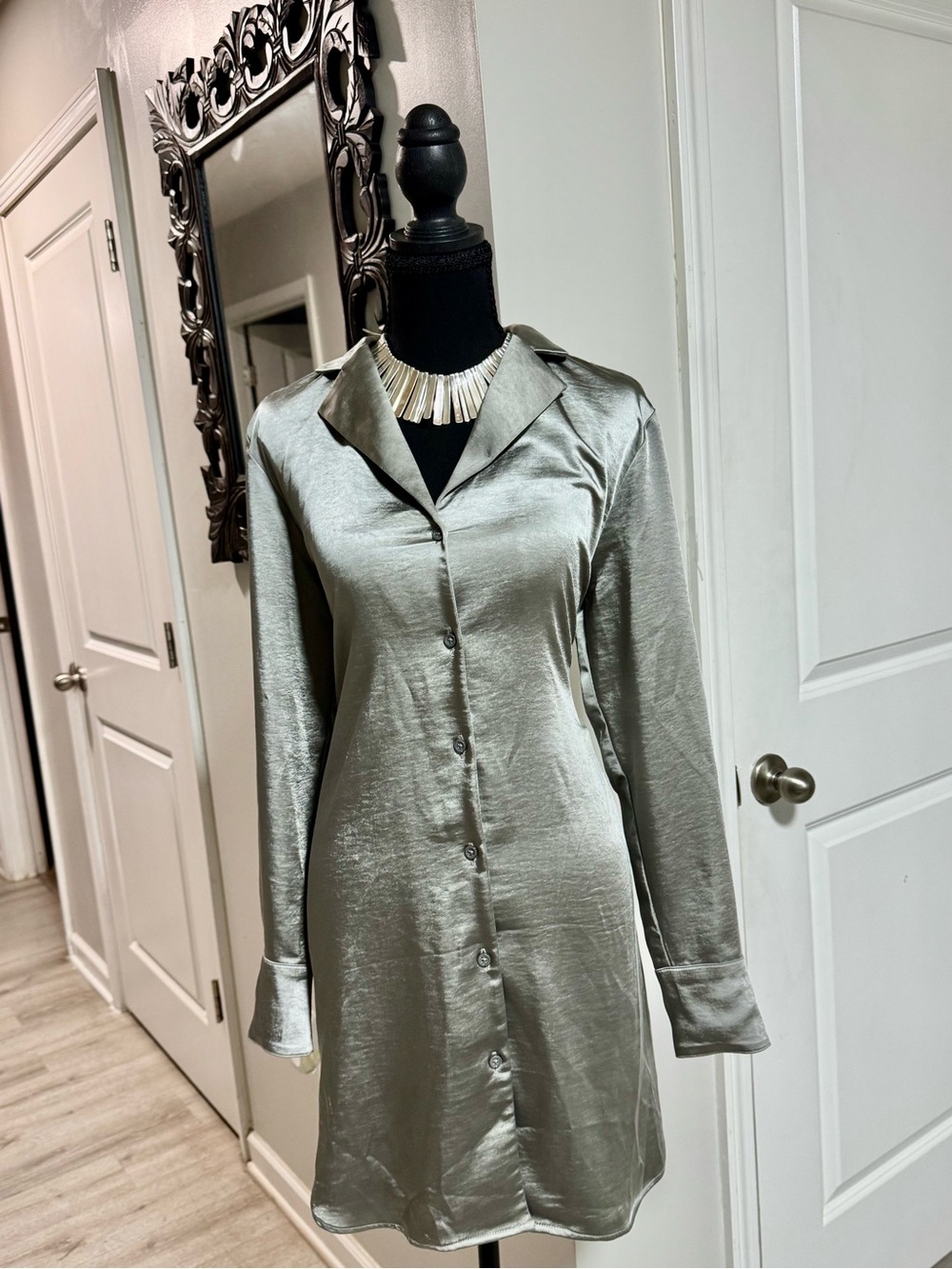 Banana Republic Silver Button-Up Dress